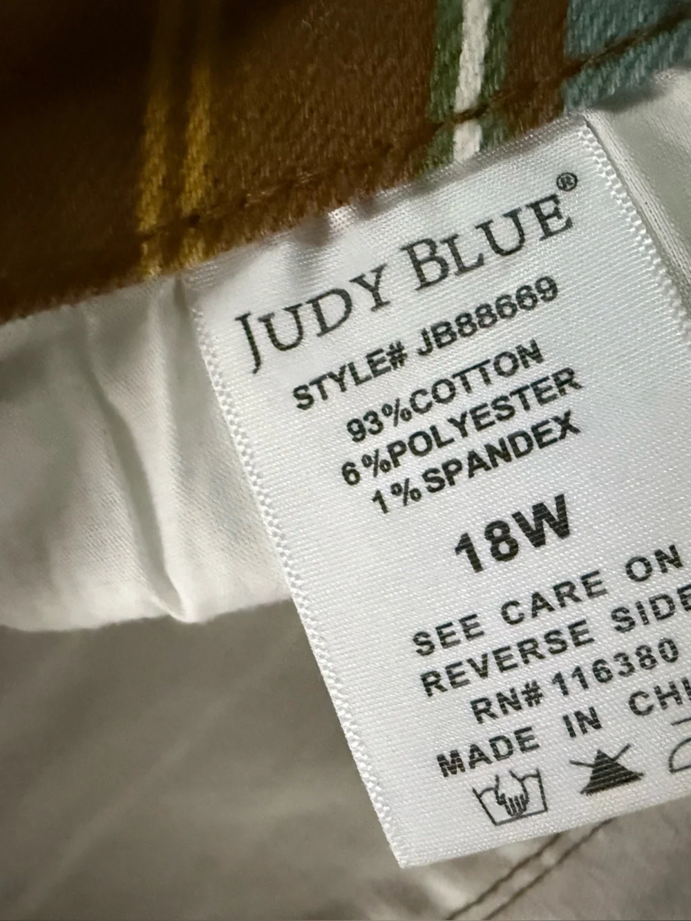 Judy Blue flare jeans mid rise stripe Stretch brown pink yellow blue 18W - Picture 11 of 12